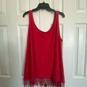 Lane Bryant Red Fringe Hem Tank Top